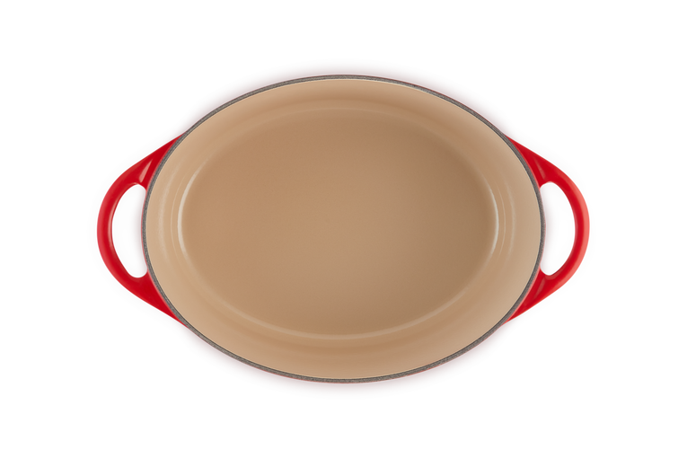 Le Creuset Oval Doufeu aus verglastem Gusseisen, Kirschrot