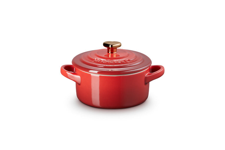 Le Creuset Amour Mini cocotte in vitrified stoneware with gold heart knob