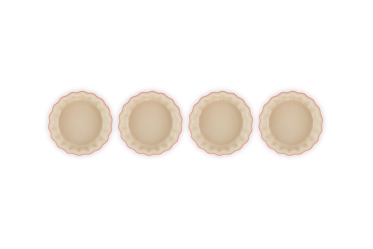 Le Creuset Set mit 4 traditionellen Einzelportions-Kuchenformen aus verglastem Steingut