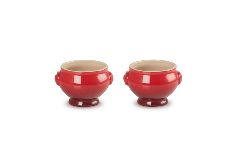 Le Creuset Set of 2 stoneware soup bowls, Cherry Red
