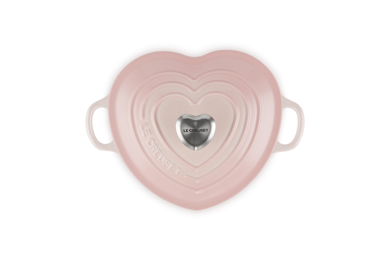 Le Creuset Amour Heart Cocotte aus verglastem Gusseisen mit Herzknopf, 20 cm