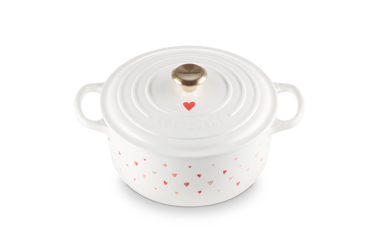 Le Creuset Amour Cocotte round with gold knob in vitrified cast iron, 22 cm