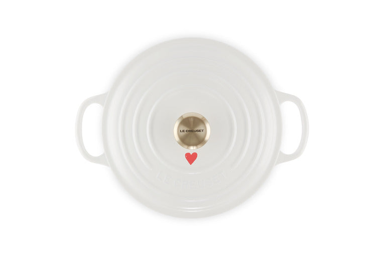Le Creuset Amour Cocotte rund mit goldenem Knauf aus verglastem Gusseisen, 22 cm