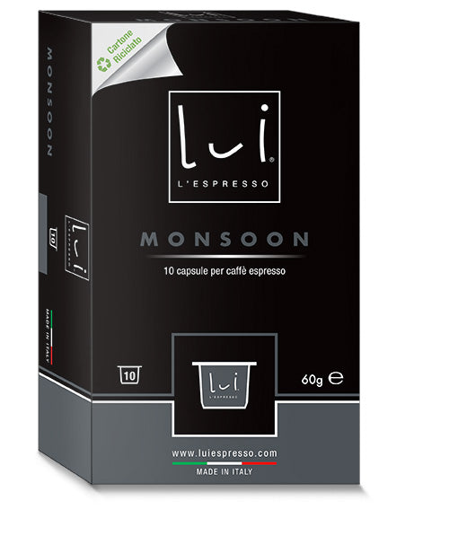 Lui L'Espresso Kaffee Monsoon Packung mit 100 Kapseln (10 Schachteln mit 10 Kapseln)