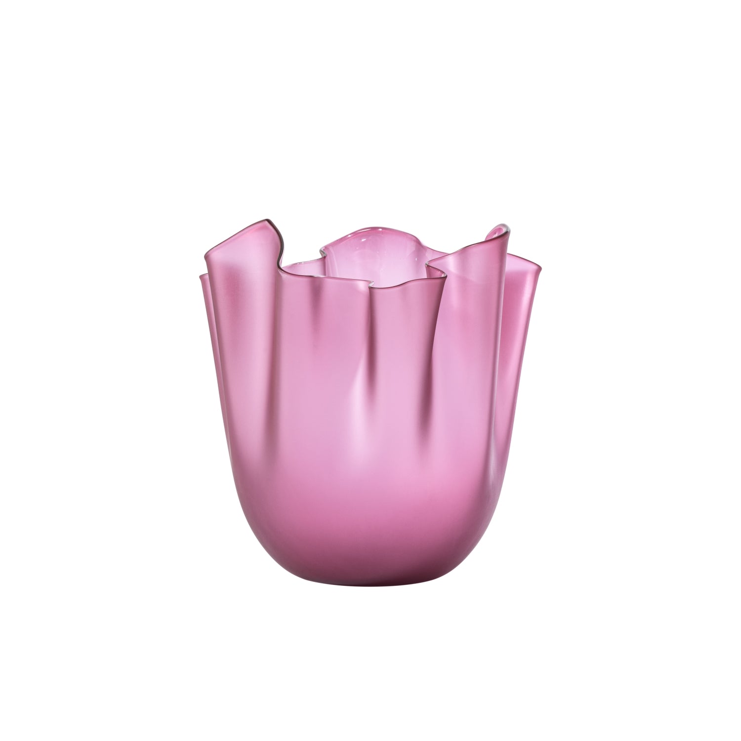 Venini Transparent Sandblasted Handkerchief Vase, Magenta