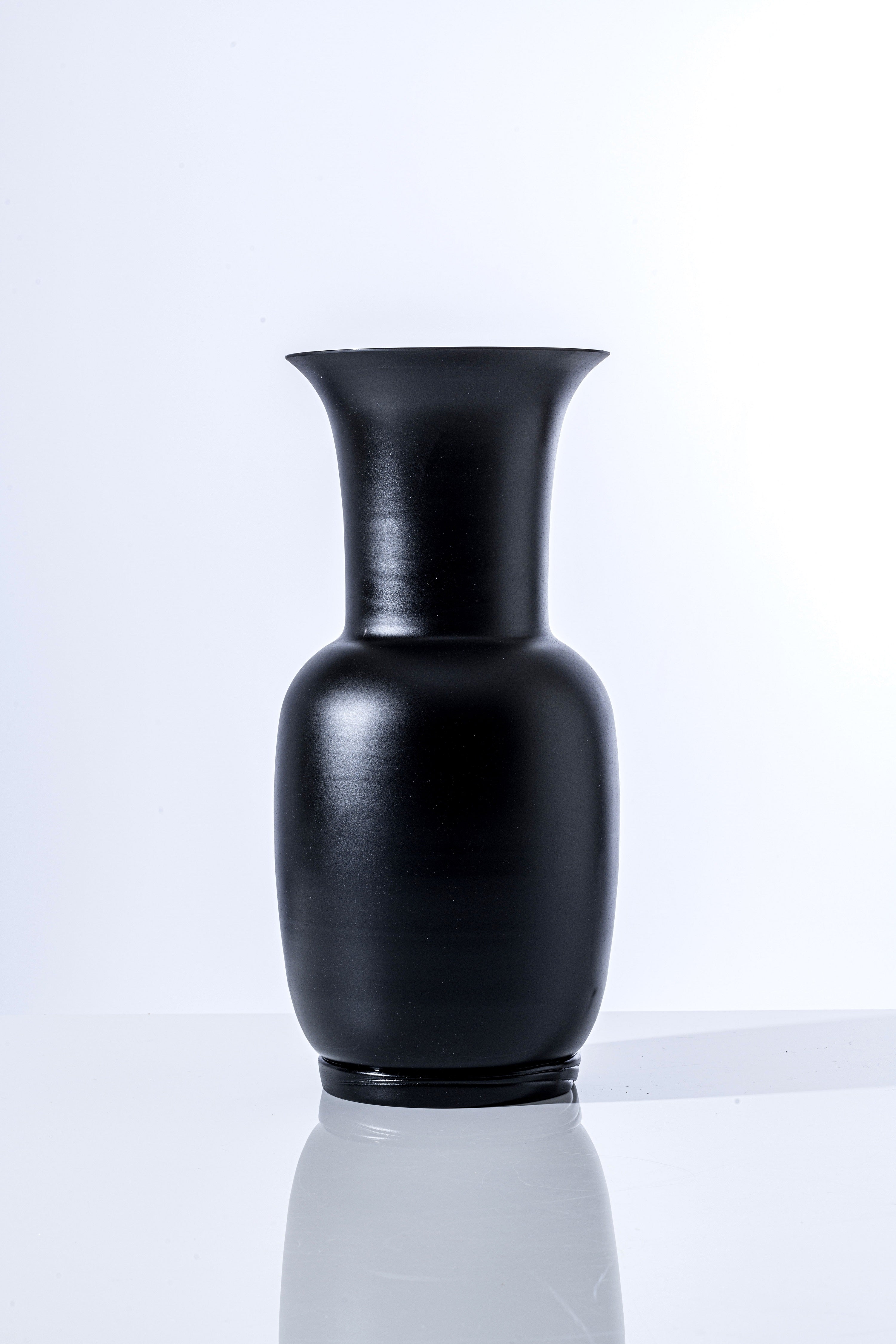Venini Large Opal Vase Sandblasted Black