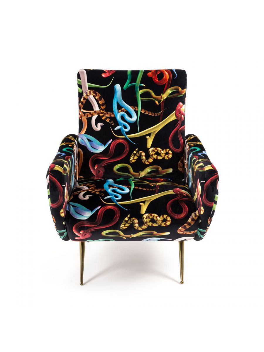 Seletti Toiletpaper Home Padded wooden armchair