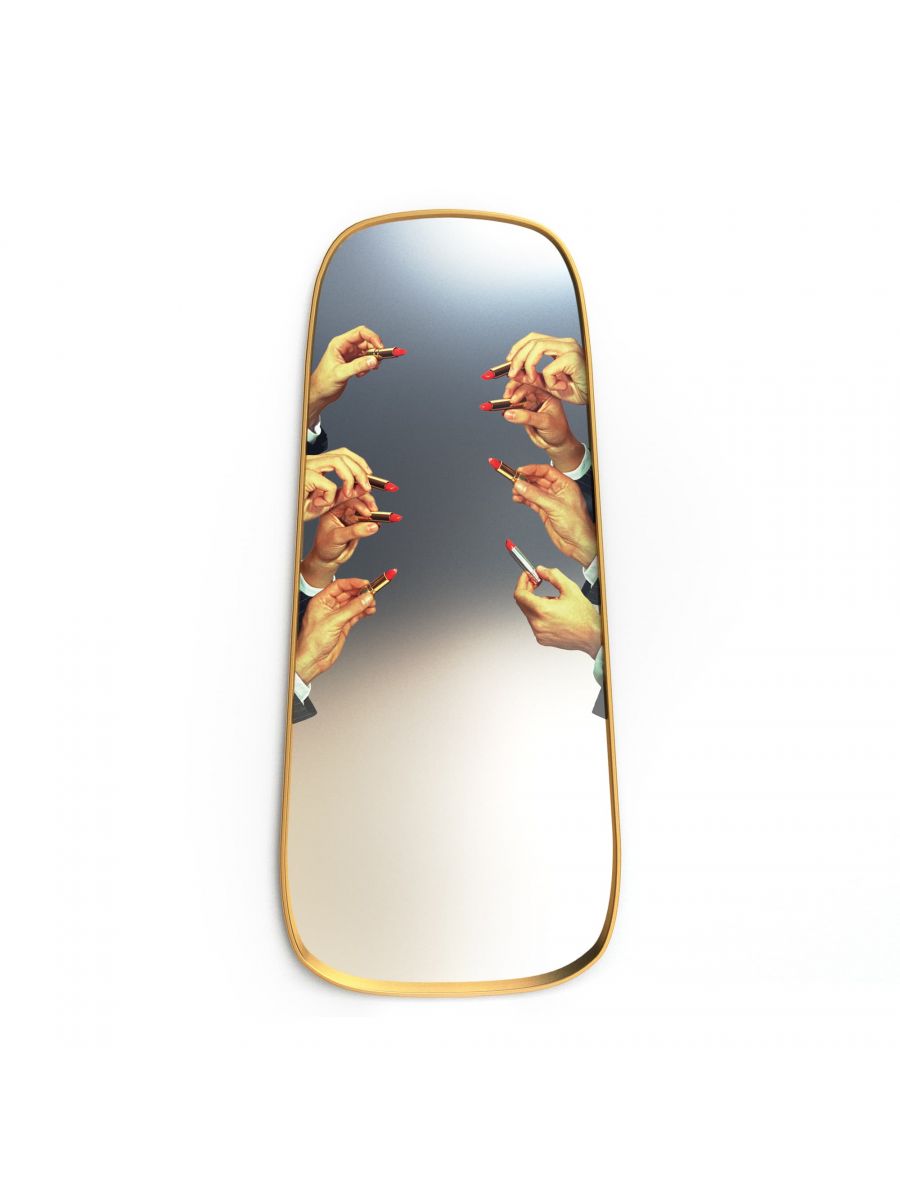 Seletti Toiletpaper Home Langer Spiegel mit goldenem Rahmen
