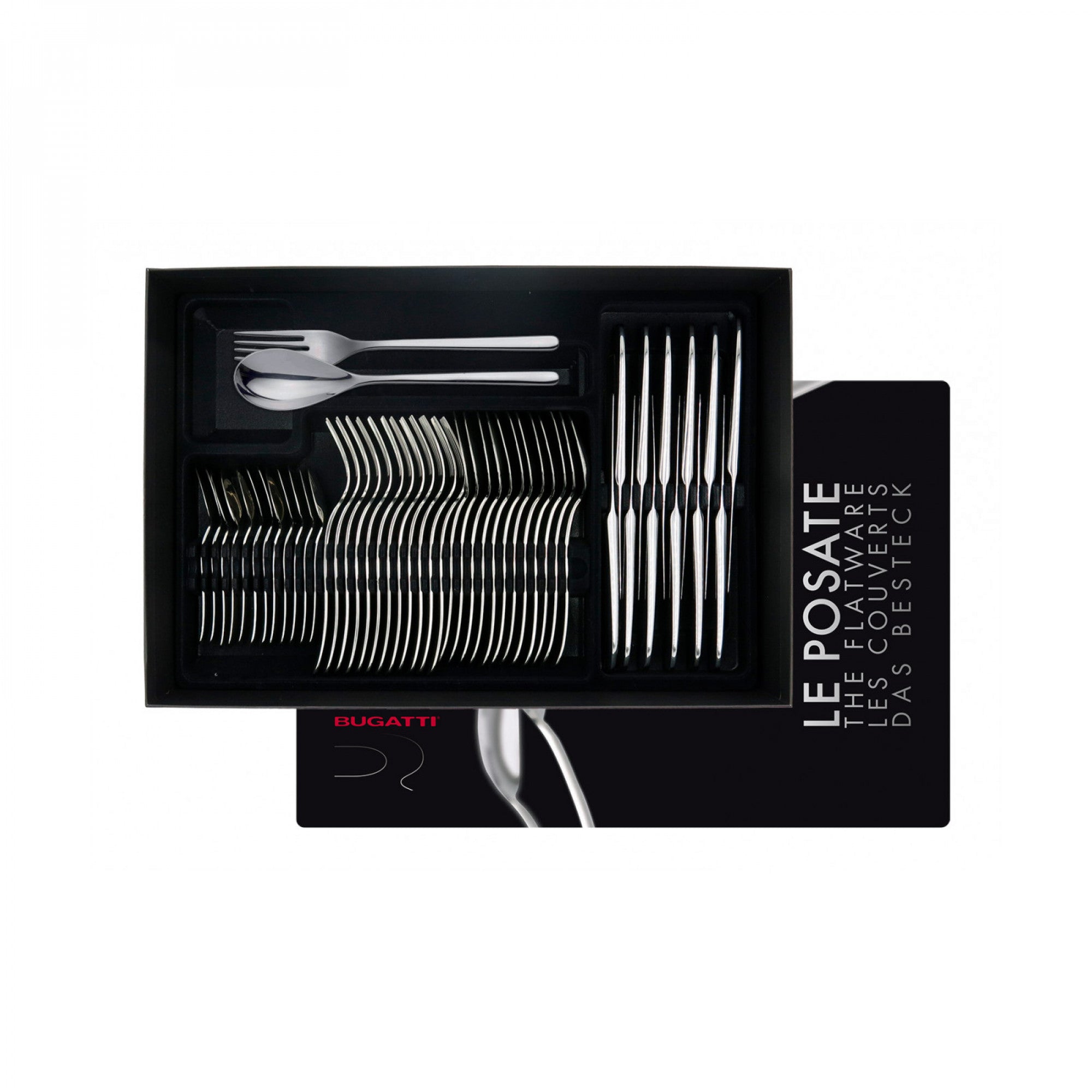 BUGATTI, Sintesi, 50-piece cutlery set in 18/10 stainless steel