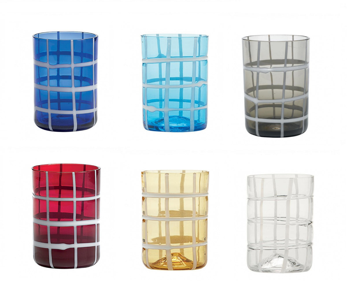 Zafferano Twiddle Set 6 Bicchieri in vetro colori assortiti — Locatelli