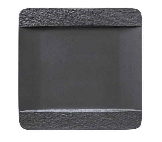 Villeroy &amp; Boch Manufacture Rock Set mit 6 quadratischen Speisetellern, schwarz/grau, 28 x 28 x 2 cm