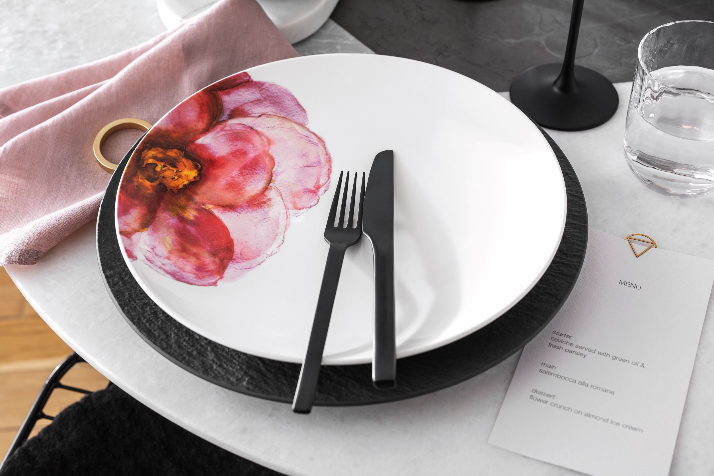 Villeroy&amp;Boch Rose Garden Set of 6 coupe dinner plates, 28.5 cm