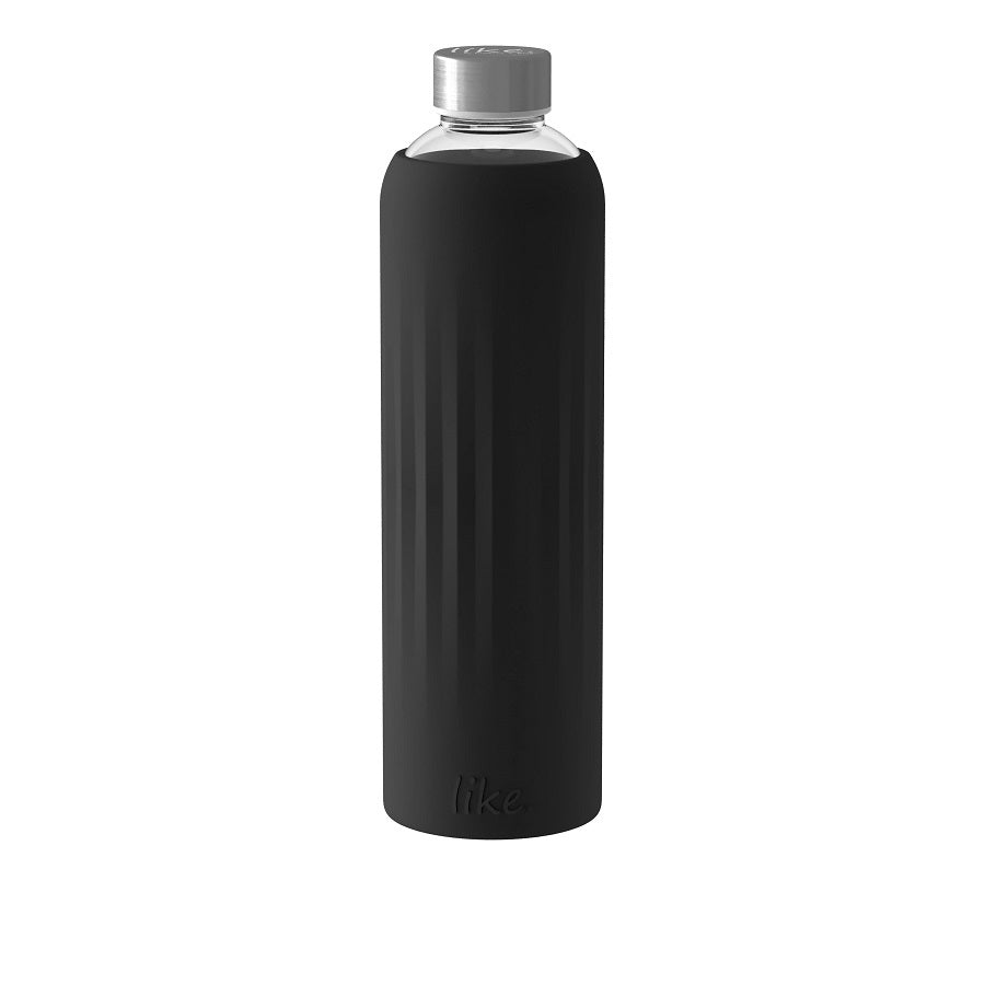 Likes. by Villeroy &amp; Boch ToGo&amp;ToStay glass drinking bottle, 1l, with silicone coating, black