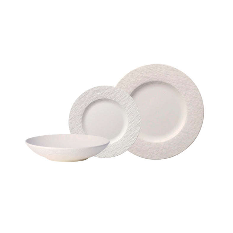 Villeroy &amp; Boch Manufacture Rock Blanc 18-piece set for 6 people, consisting of: 6 dinner plates, 6 soup plates, 6 dessert plates