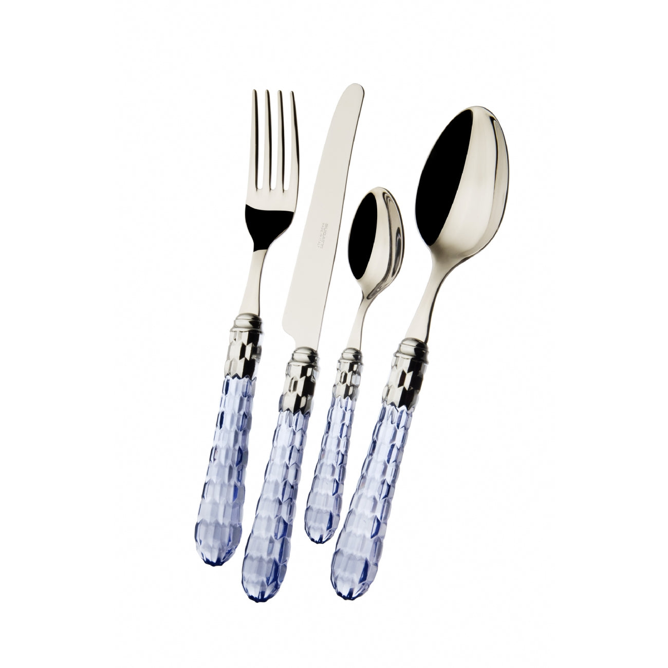 BUGATTI, Cristallo, 75-piece cutlery set in 18/10 stainless steel, chromed ring and transparent color handle
