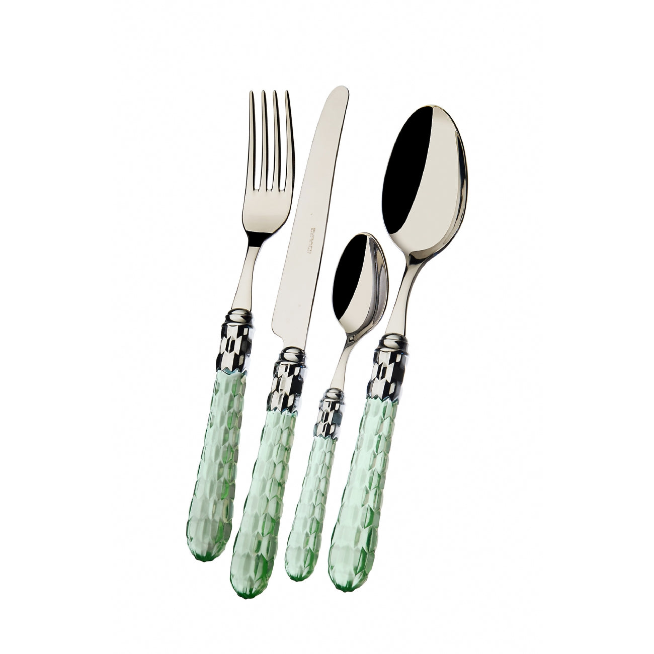 BUGATTI, Cristallo, 75-piece cutlery set in 18/10 stainless steel, chromed ring and green handle